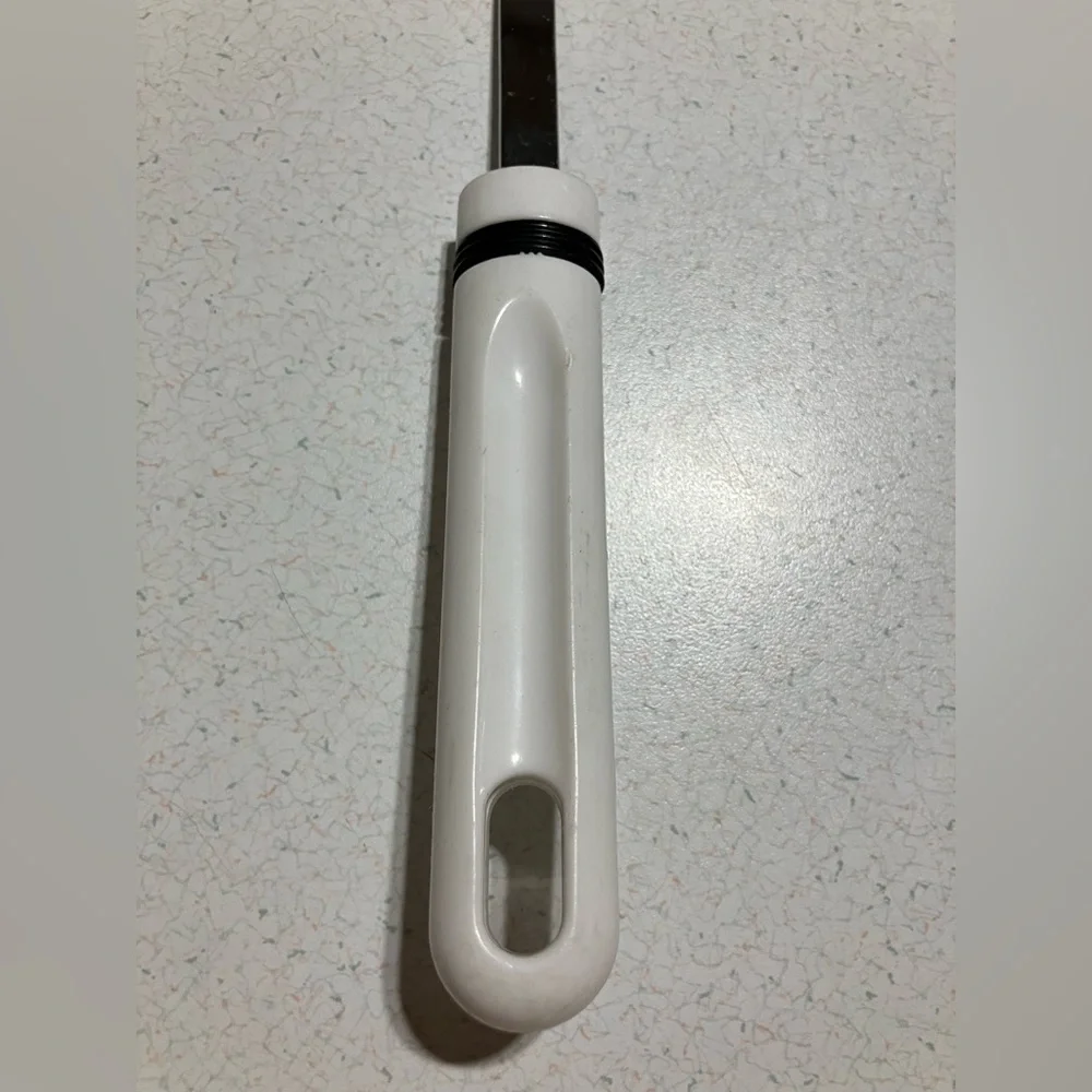 Slotted Metal Spatula Turner Flipper White Melamine Handle 13.5” Vintage